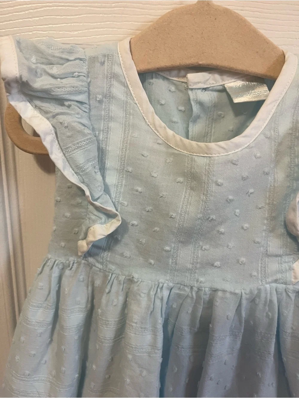 Light Blue Ruffle-Sleeve Girls' Dress with Bloomers